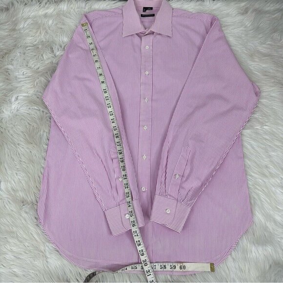 Bergdorf Goodman Mens Pink Striped Designer Business Career Shirt EU 42/16.5/C47 - Picture 10 of 11